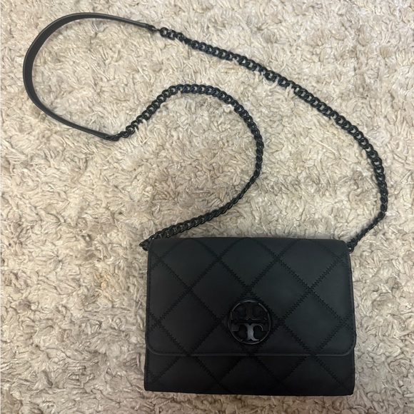Tory Burch Willa Chain Crossbody - Matte Black with Black hardware - Like New - Picture 6 of 7